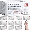 Schneider Clear Vinyl Exam Gloves, 4-mil, Medium 1000-ct Case, Latex-Free, Disposable Gloves, Medical Gloves, Cleaning Gloves, Food Prep Gloves, Food