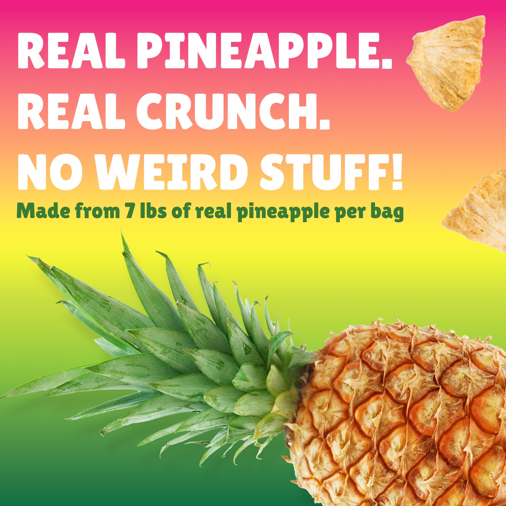 BranchOut Pineapple Chips, No Added Sugar, Real Dried Pineapple Chunks, 100% Fruit, Better than Freeze Dried Pineapple, Healthy Vegan Snacks for Kids