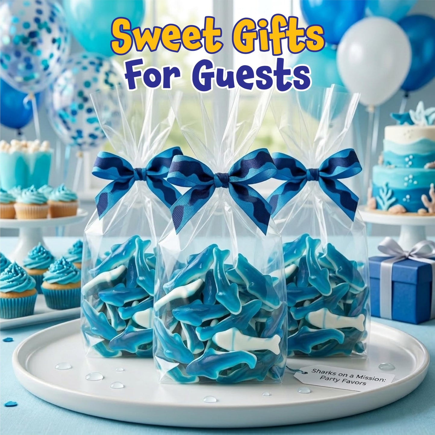 Gummy Sharks - 11 Ounce Pack - Blue Shark Gummies - Blue Candy for Goodie Bags, Gifting, Snacking & Dessert Decorating - Chewy Candy