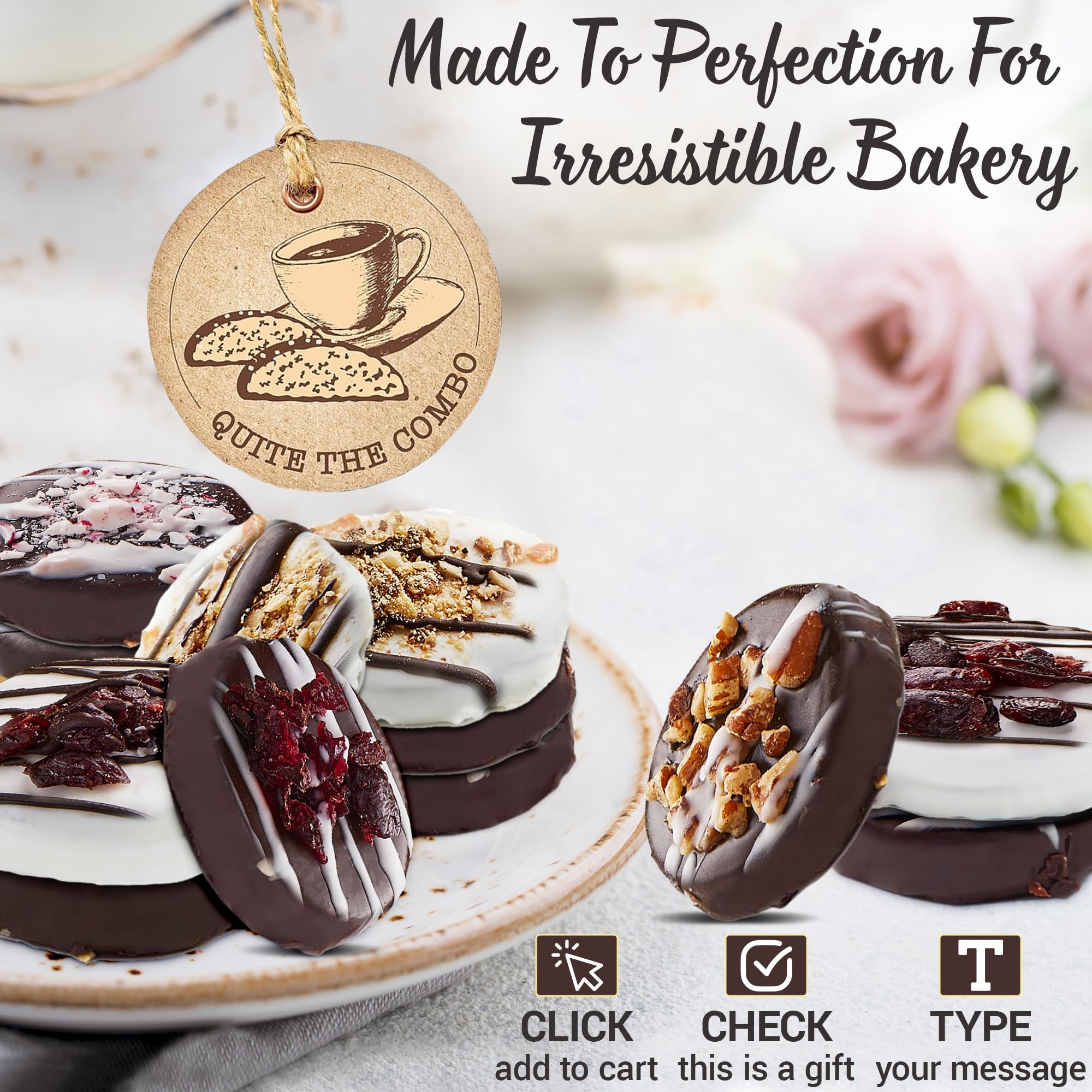 Pastry Perks Happy Birthday Gift Basket -12 Gourmet Chocolate-Covered Cookies, -Delicious Celebration Treats for Men, Women, and Grandma - Holiday