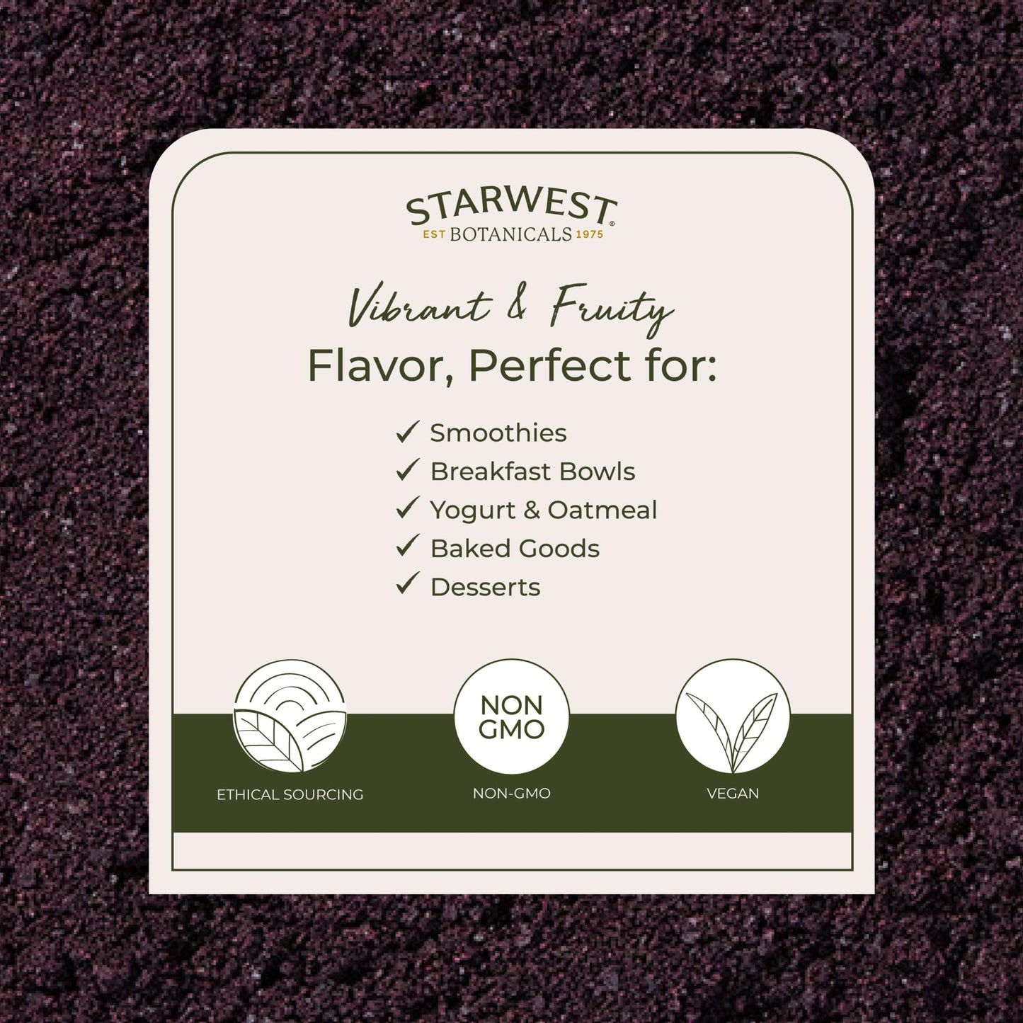 Starwest Botanicals Acai Berry Freeze Dried Powder Organic - Organic Acai for Bowls, Smoothies, Juice, Baked Goods, Yogurt & Cereal, Adds Coloring