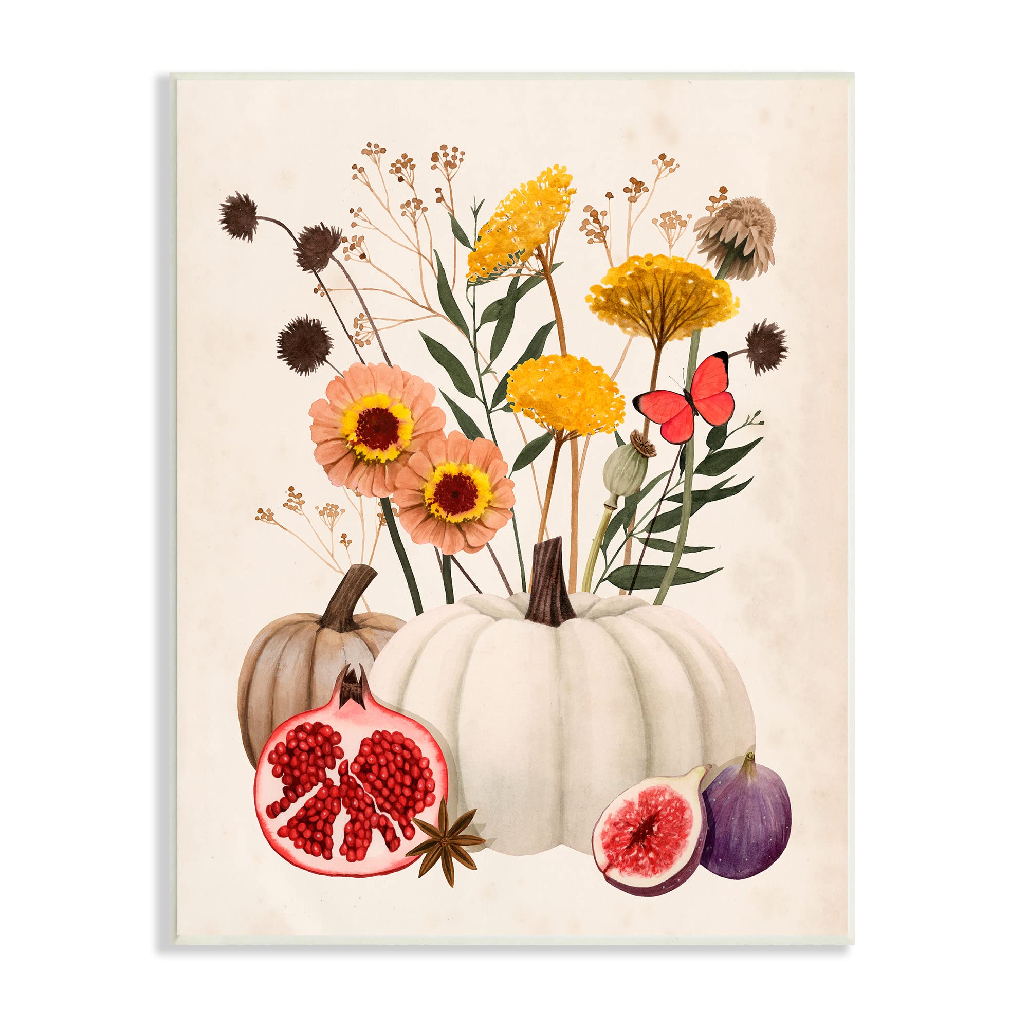 Stupell Industries Autumn Harvest Arrangement Pumpkin Pomegranate Fig Fruits, Design by Grace Popp