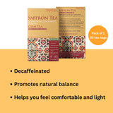 Taja Saffron Tea - Saffron & Cinnamon Fusion Chai, Balanced Wellness Blend for Mindful Comfort, Mood Boost, Decaffeinated | Gluten Free | Kosher, 20