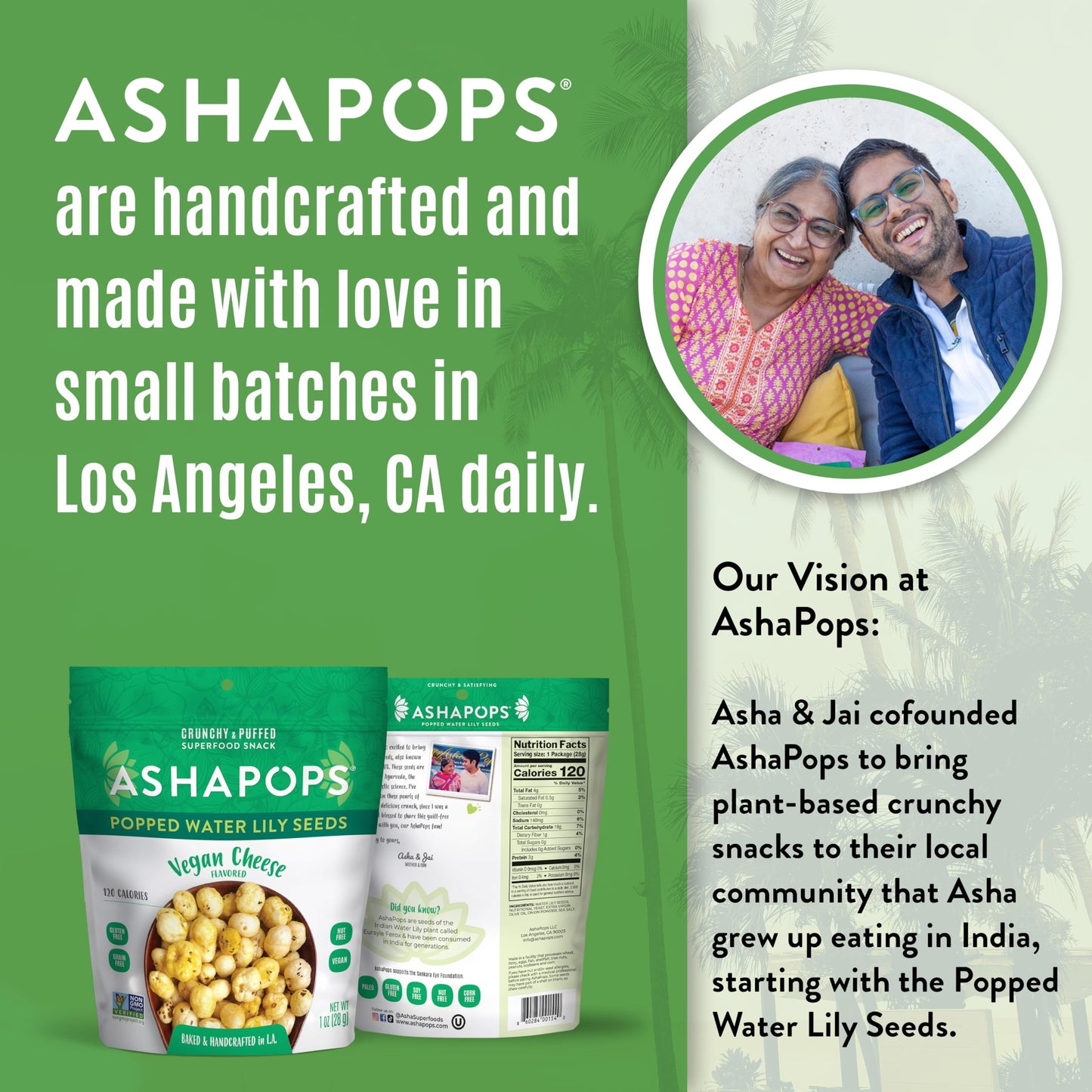 AshaPops Vegan Cheese Flavored Popped Water Lily Seeds, 1 oz (Pack of 6) - Gluten-Free, Vegan, Paleo, Nut-Free, Corn-Free, Soy-Free, Non-GMO