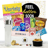 Feel Better Care Package and Get WEll Soon Gift Basket with Puzzle Book, Games, Snack Mix, Cookies, Hydration & Comfort Essentials for Recovery