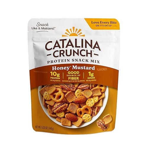 Catalina Crunch Protein Snack Mix - 10g Protein, 1g Sugar per Serving - Good Source of Fiber, Gluten Free - Honey Mustard, 5.25 Ounce Bag (Pack of 1)