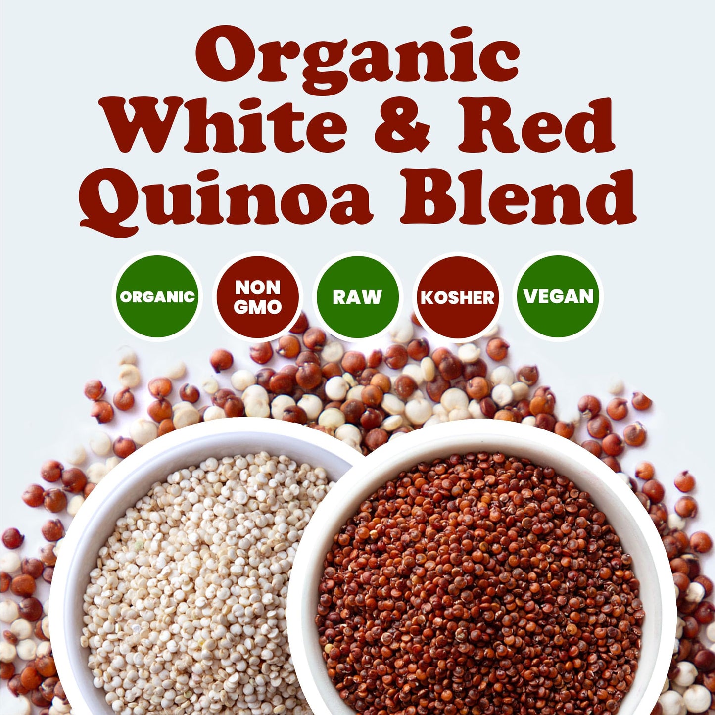 Food to Live Organic Raw White and Red Quinoa Blend, 1.5 Pounds - Whole, Nutritious, High in Protein and Fiber, Perfect for Salads and Smoothies, Non-GMO, Vegan, Kosher, Bulk