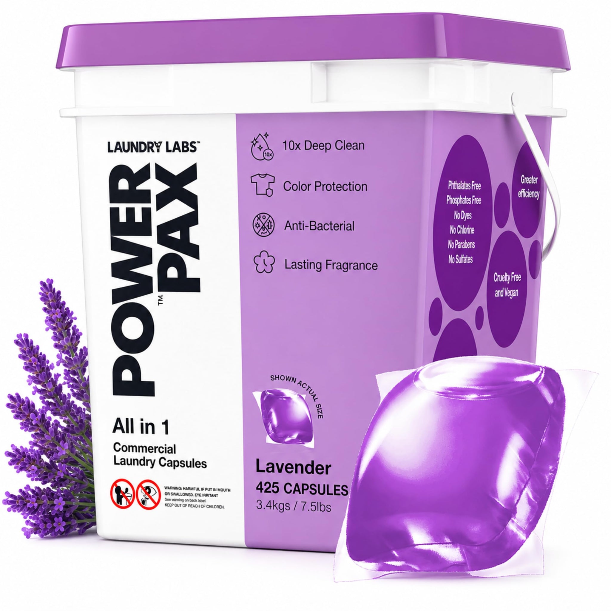 PowerPax Power Pellets Laundry Detergent Capsules - 425 Count, Laundry Pods Detergent for Stain & Odor Removal, Color Protection, Fabric Softener