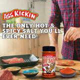 ASS KICKIN' Habanero Hot Spicy Salt - 14 oz. Shaker Jar - Perfect Flavored Salt for Popcorn Seasoning, Margarita Salt and French Fry Seasoning