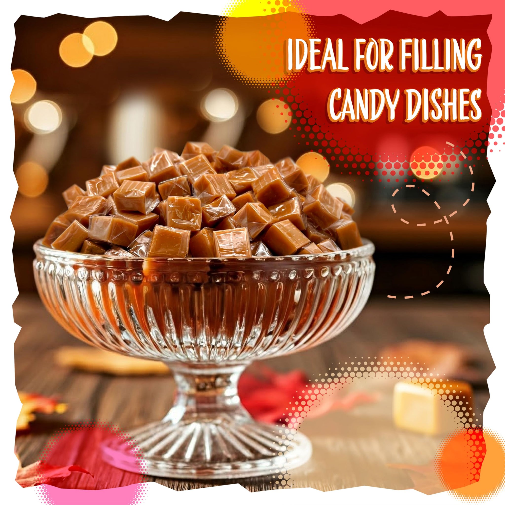 Caramel Cubes Candy | 2-Pound Bag | Individually Wrapped | Vanilla Caramel Squares | Old Fashioned Candy