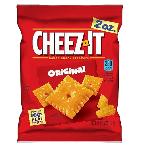 CHEEZ-IT Baked Snack Crackers, Original Crackers, 2-Ounce Bags (Pack of 60)