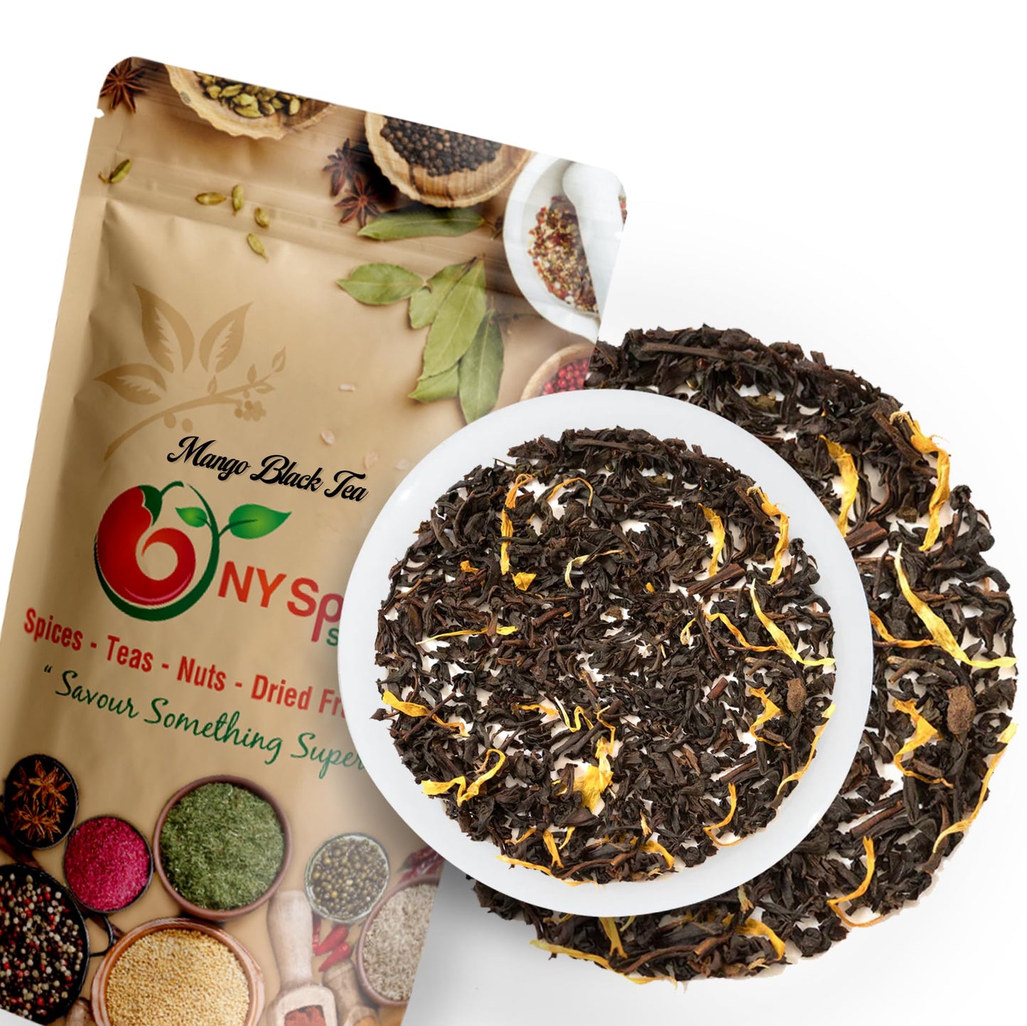 NY Spice Shop Loose Leaf Mango Black Tea - 2 Ounce Mango Fruit Flavored Premium Blended Black Tea