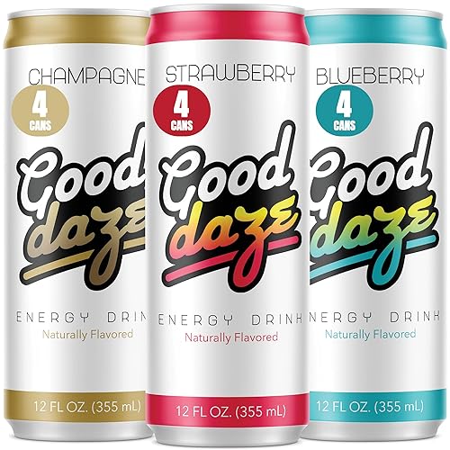 Good Daze Energy Drink with 200mg of Caffeine from Tea, Sugar Free, B Vitamins, L-Theanine, Pre Workout Performance with Antioxidants, Variety Pack