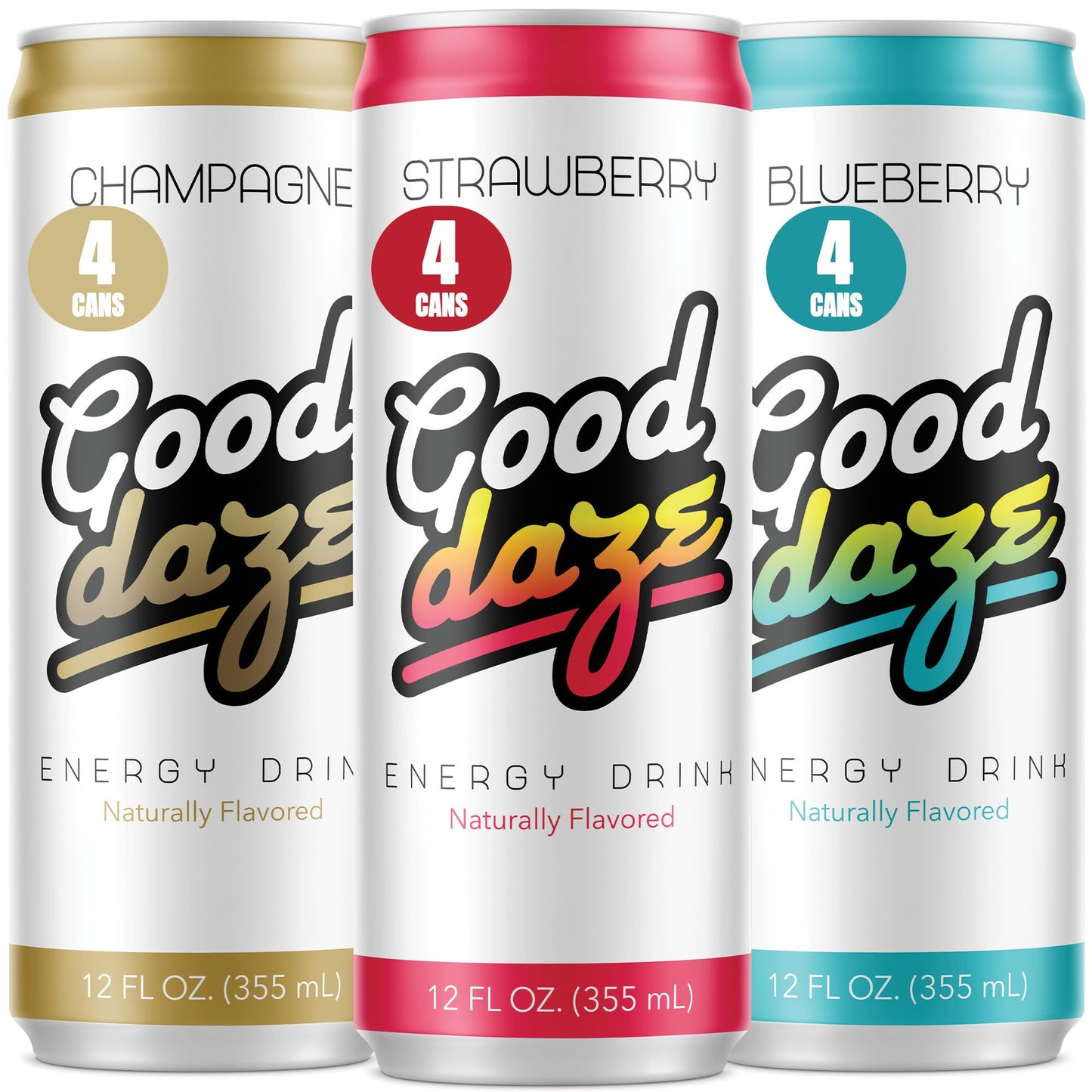 Good Daze Energy Drink with 200mg of Caffeine from Tea, Sugar Free, B Vitamins, L-Theanine, Pre Workout Performance with Antioxidants, Variety Pack