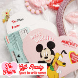 Disney Mickey, Minnie and Stitch Mini Heart Boxes with Chocolatey Candies, Valentines Candy Gift Set, 1.6 Ounces Each, Pack of 4
