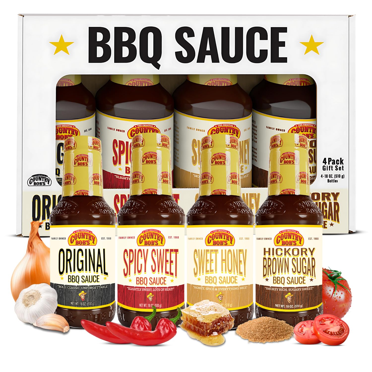Country Bob's - BBQ Sauce Variety Pack - 18 oz (Pack of 4)