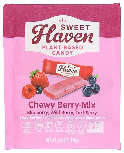 Sweet Haven Plant-Based Candy, Chewy Berry-Mix, Naturally Flavored, Vegan Friendly, Gluten Free & Non-GMO, 4.4 Ounce (Pack of 6)