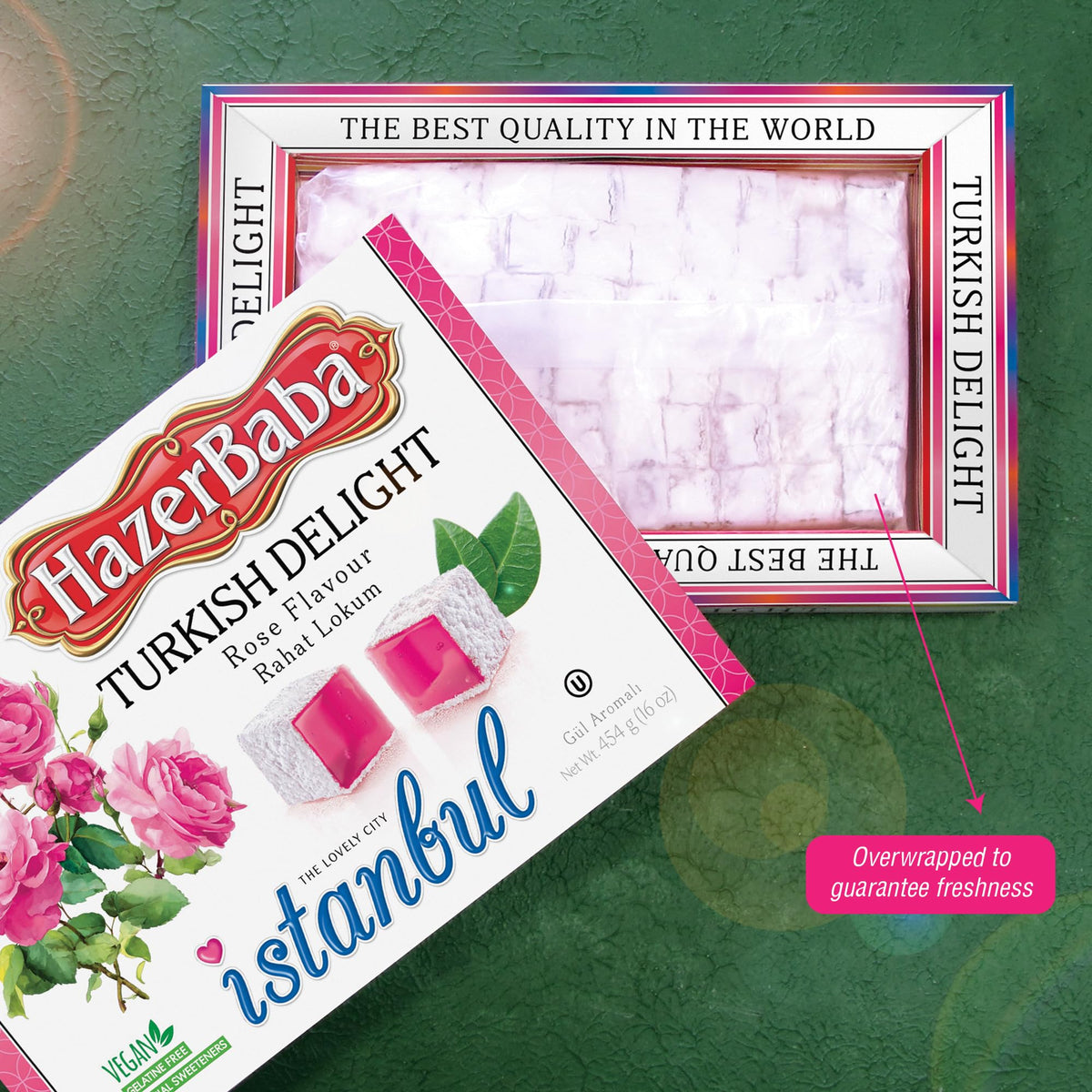 HazerBaba Turkish Delight Candy Rose Flavor, 16 Oz (Pack of 1), Dulces