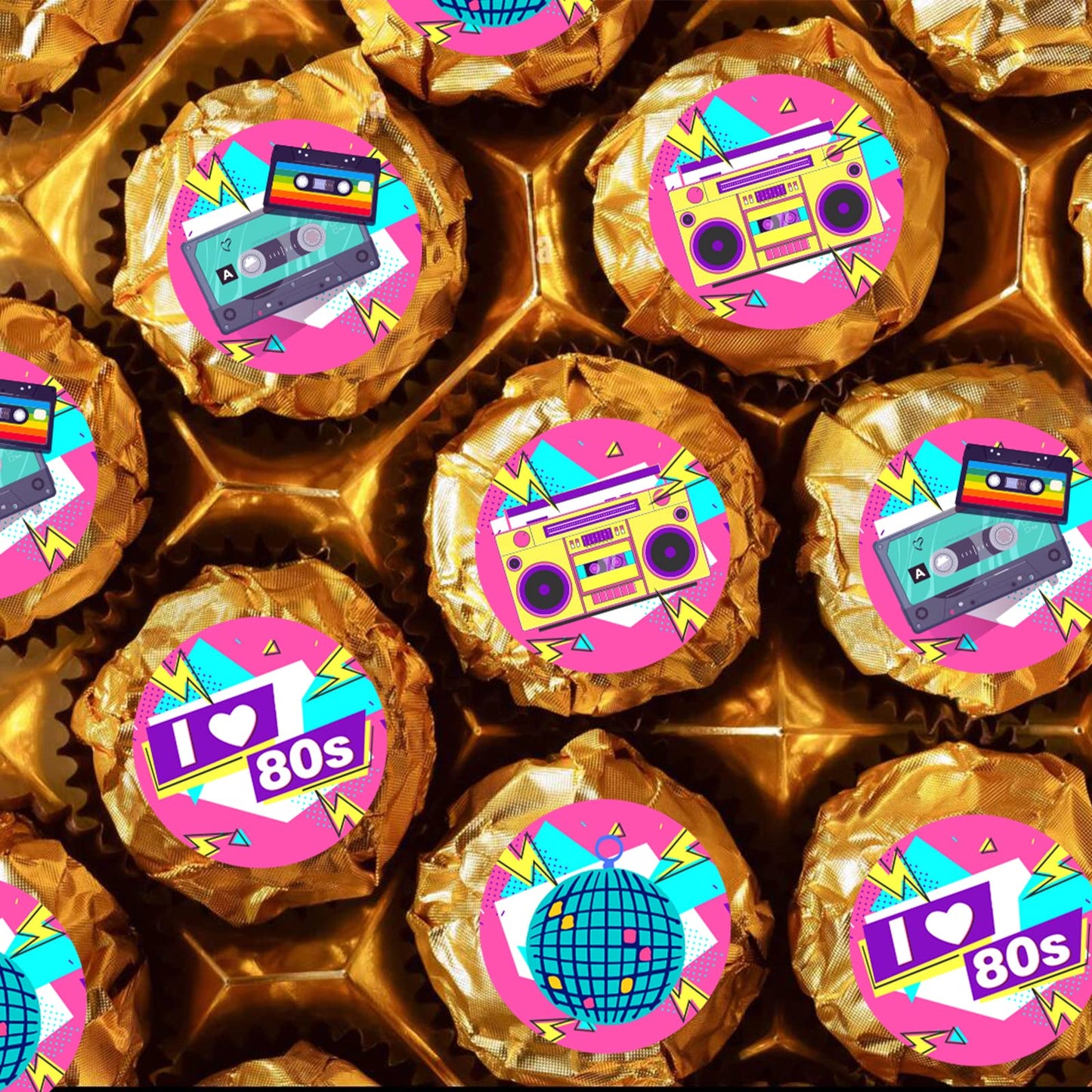 80's Party Round Candy Sticker - I Love 80's Hip Hop Party Favors Sticker Labels Fit Chocolate Candy? 160 Pieces?