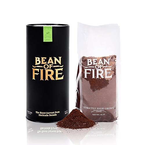 Bean of Fire El Salvador Gesha Natural Ground Coffee - Medium Roast, Single Origin Specialty, Chocolate & Lemon Cup (16 oz)