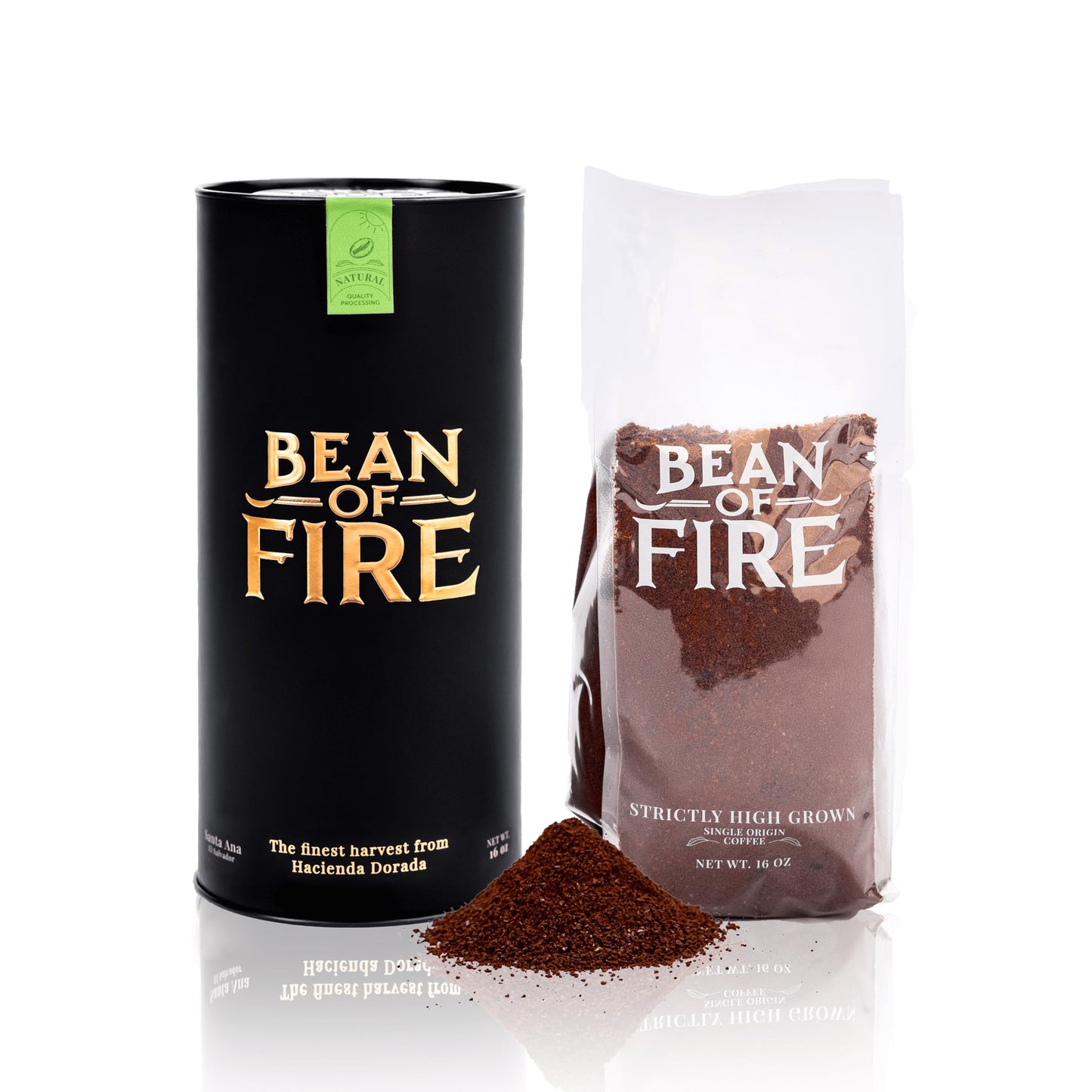 Bean of Fire El Salvador Gesha Natural Ground Coffee - Medium Roast, Single Origin Specialty, Chocolate & Lemon Cup (16 oz)