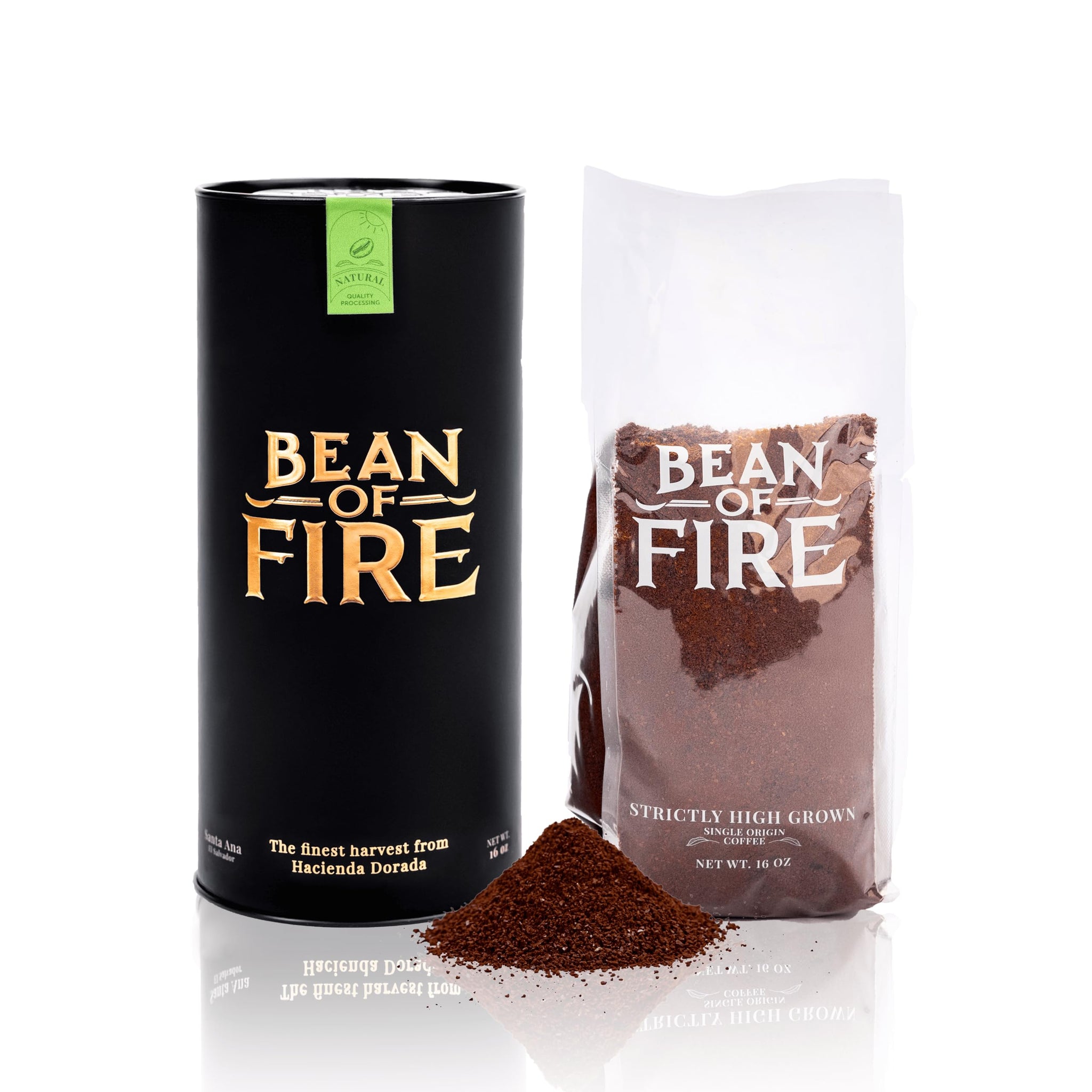 Bean of Fire El Salvador Gesha Natural Ground Coffee - Medium Roast, Single Origin Specialty, Chocolate & Lemon Cup (16 oz)