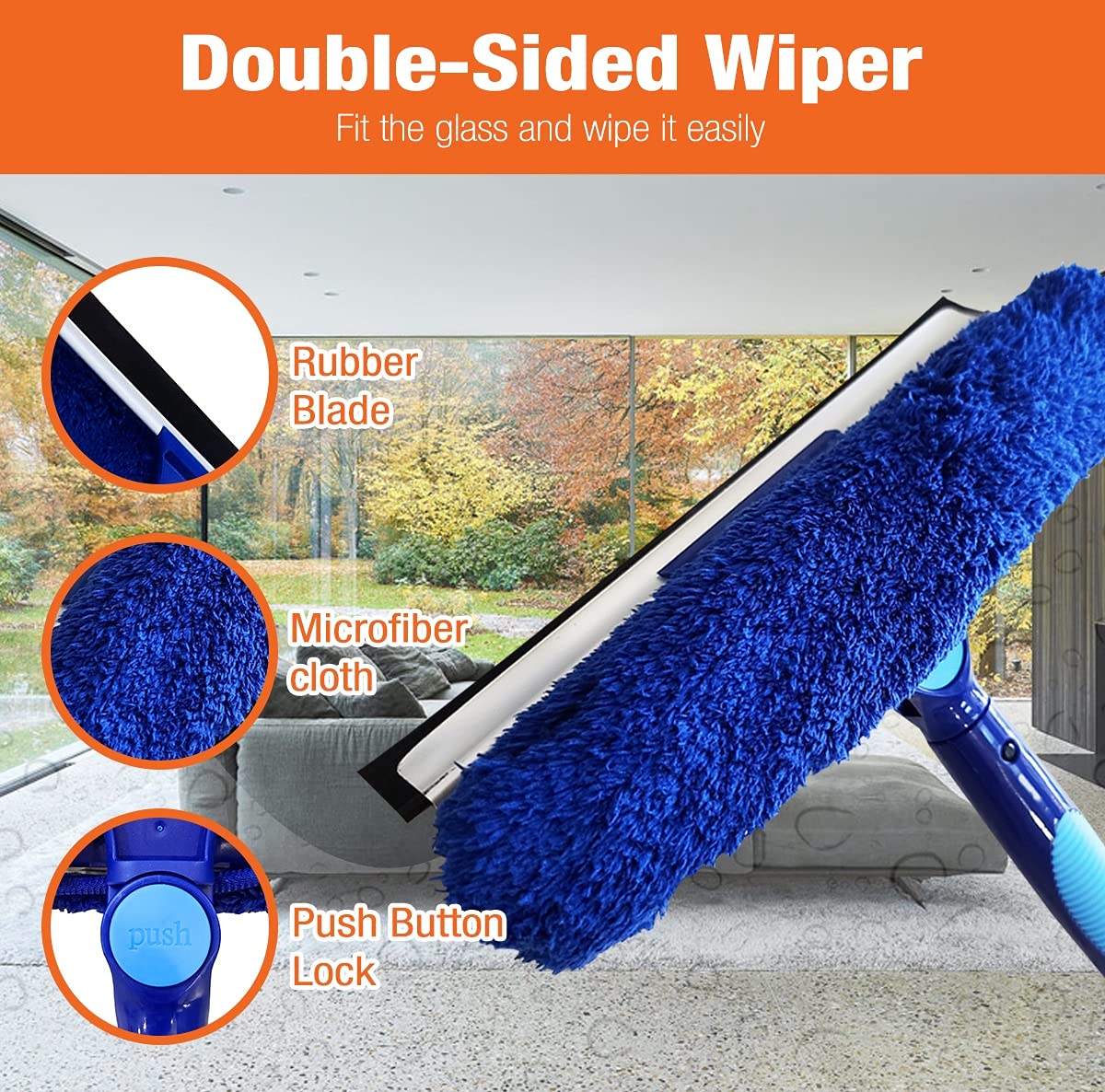 Bring It On Professional Window Squeegee with Microfiber Scrubber 10 Inch