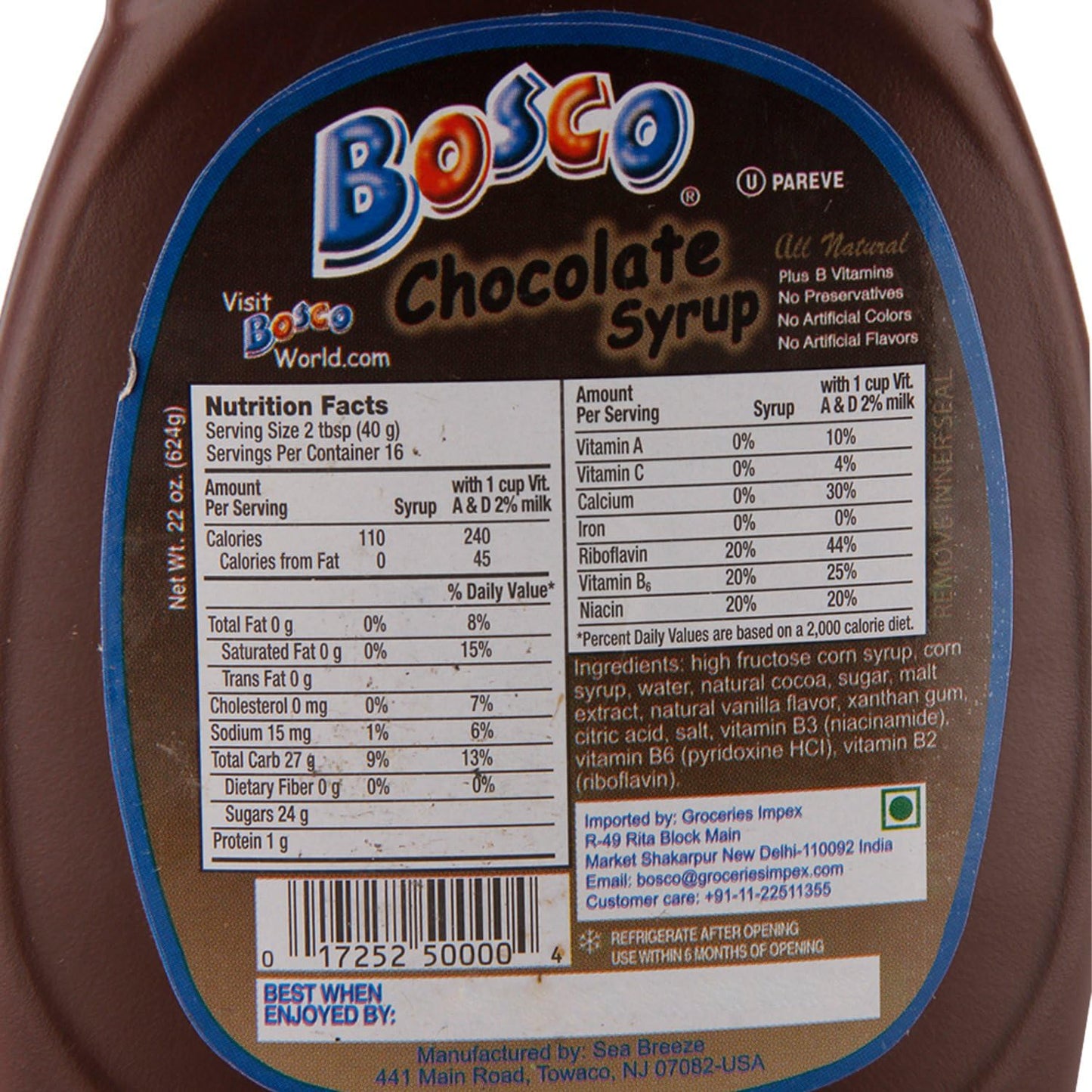 Bosco, Chocolate Flavor Syrup, 22-Ounce (12 Pack)