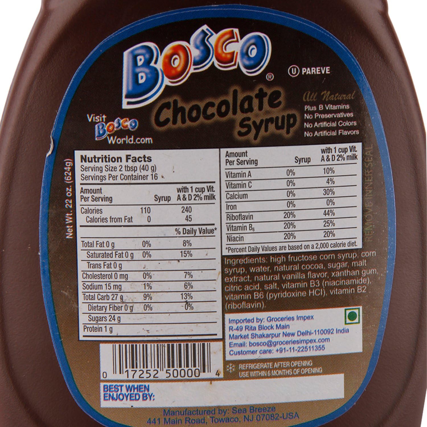 The Original Bosco Chocolate Syrup - 22 oz Squeeze Bottle all nature - 3 pack