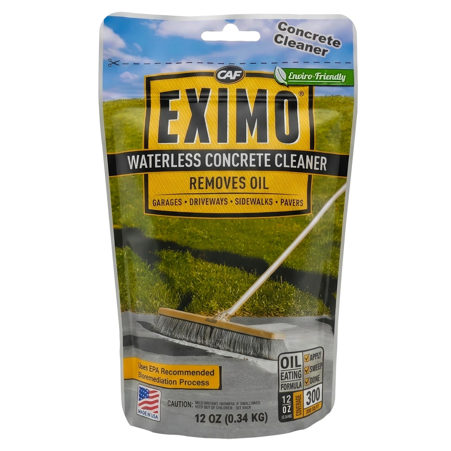 CAF Outdoor Cleaning EXIMO Waterless Concrete Cleaner, Oil Stain Remover for Driveway, Garage Floor, Basement & Walkway Surfaces, Natural Concrete