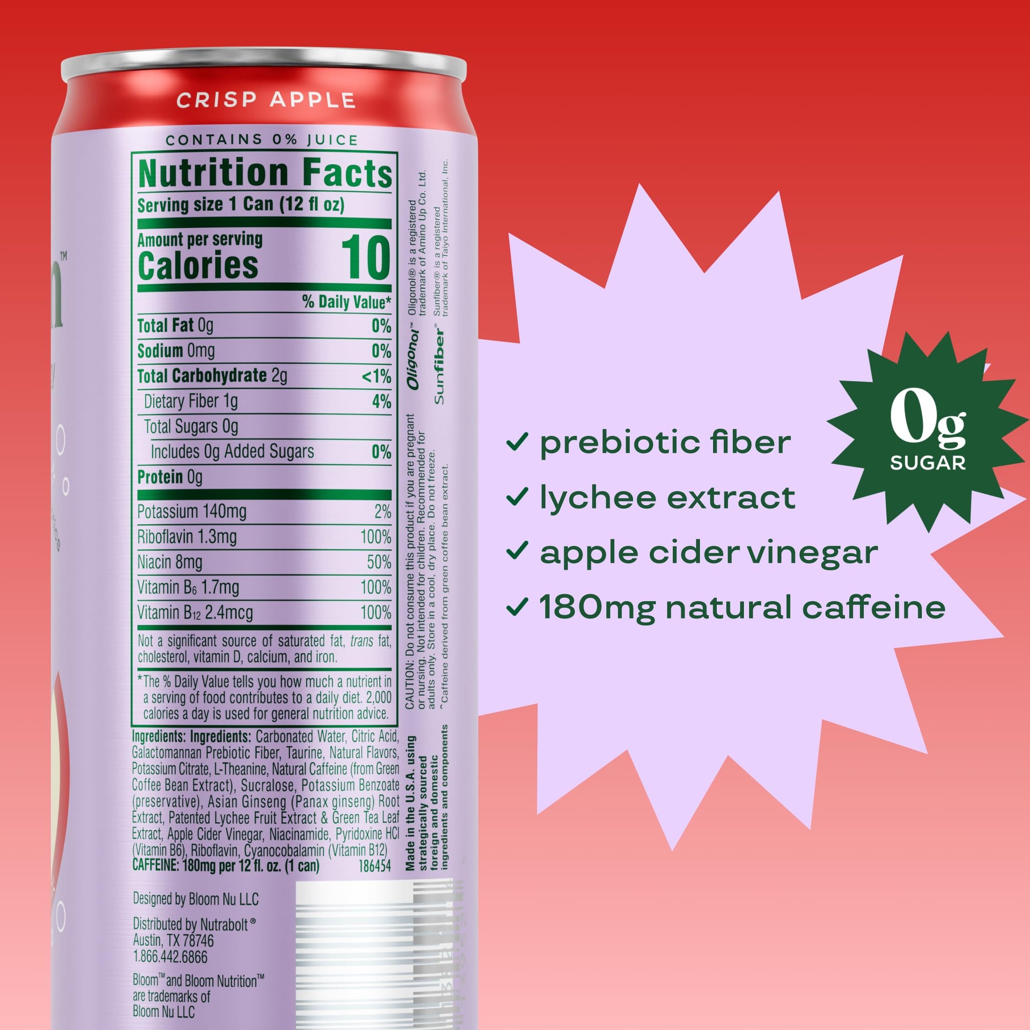 Bloom Nutrition Sparkling Energy Drink - Natural Caffeine, Zero Sugar, 180mg Caffeine - Antioxidant-Rich with Green Coffee Bean, Green Tea Extract