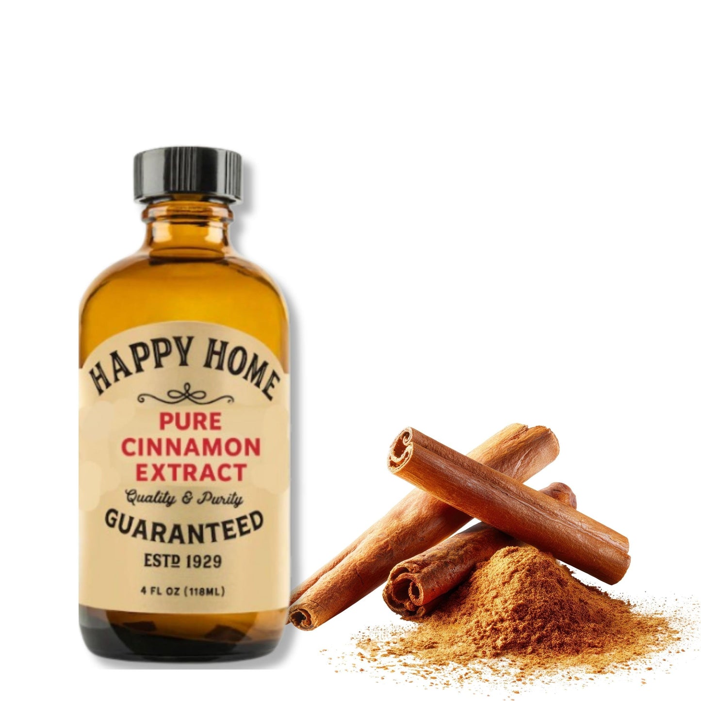 Happy Home Pure Cinnamon Extract, Gluten-Free, Kosher, 4 fl oz
