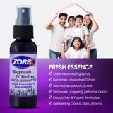 ZORBX Refresh & Relax 2 Oz Odor Remover Spray with Lavender & Lemongrass - Permanent Solution Room Freshener & Air Freshener Spray for Home, Bathroom
