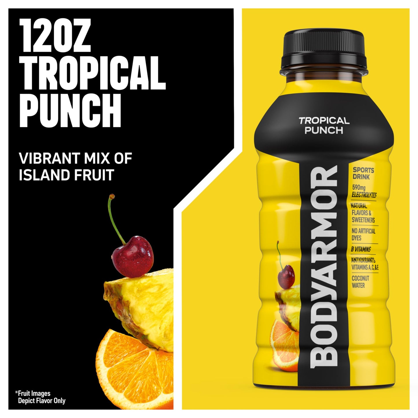 BODYARMOR Sports Drink, Tropical Punch, Electrolyte Drink Hydration, 12 Fl Oz Bottles (8 Pack), Flavored Coconut Water with B Vitamins & Antioxidants