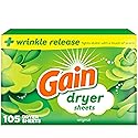 Gain dryer sheets Plus Wrinkle Release, Original Scent, 105 Count, Fights static with a touch of scent, laundry sheets