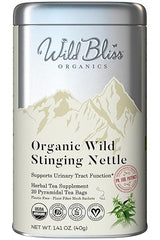 Wild Bliss Organic Wild Stinging Nettle Leaf Tea - Caffeine Free Urinary Tract Herbal Support - Pharmacopoeia Potency - 20 Plant Based Tea Bags