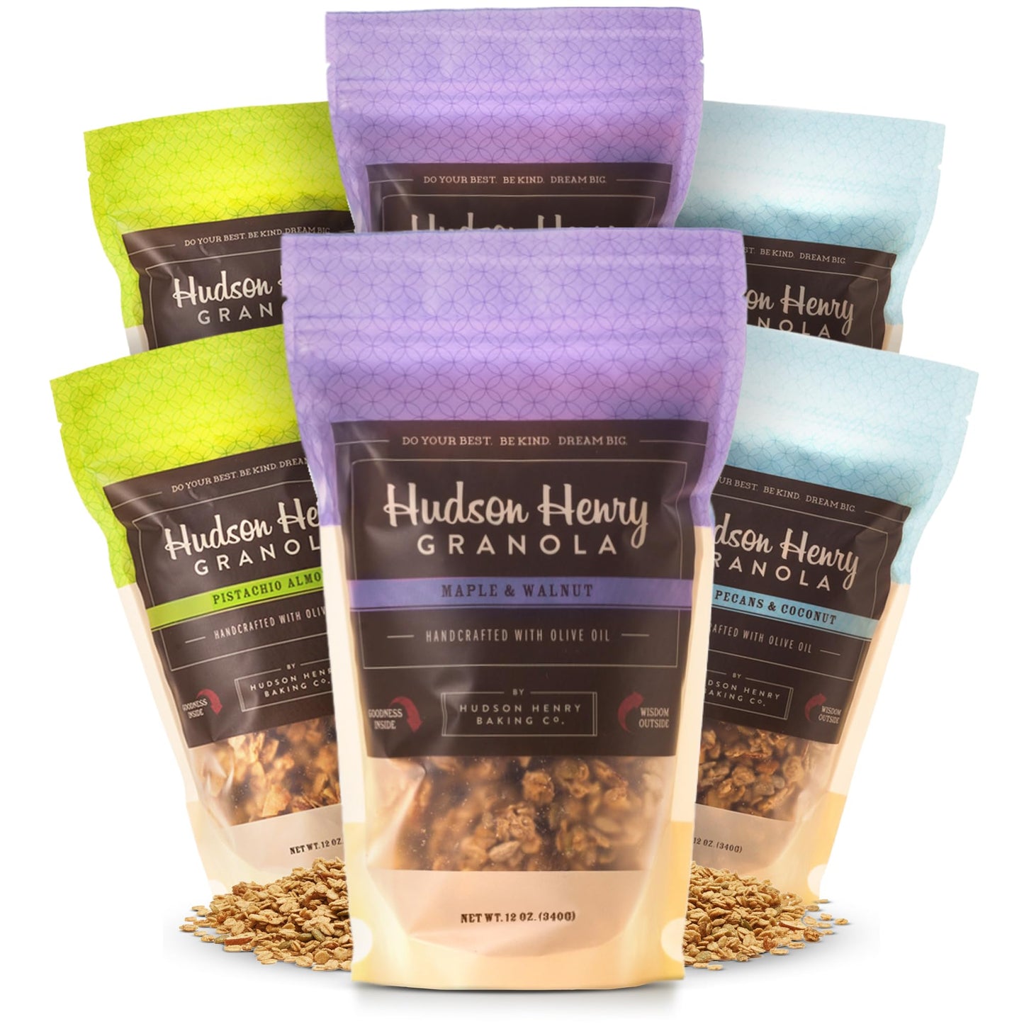 Hudson Henry Favorites Granola Variety Pack | Small Batch Baked Gluten Free Granola with Pure Maple Syrup, Extra Virgin Olive Oil & Pumpkin Seeds |