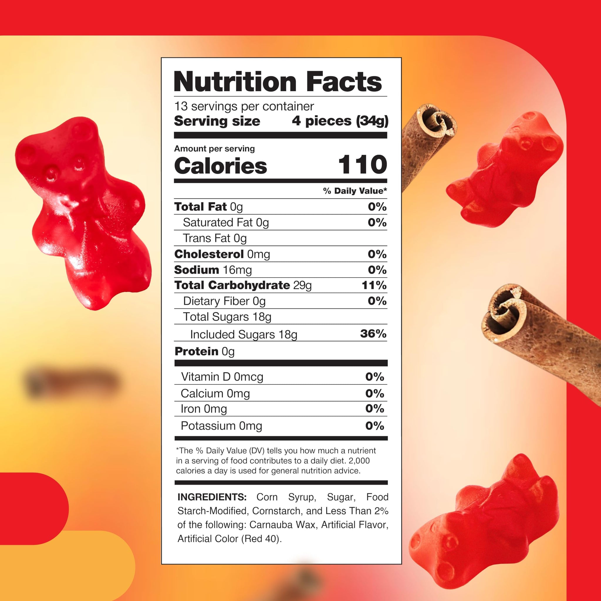 Cinnamon Bears Gummy Candy - 1 Pound Bag - Chewy Cinnamon Candy with Bold Heat - Old Fashioned Candy for Spicy Gummi Bears Fans - Classic Holiday