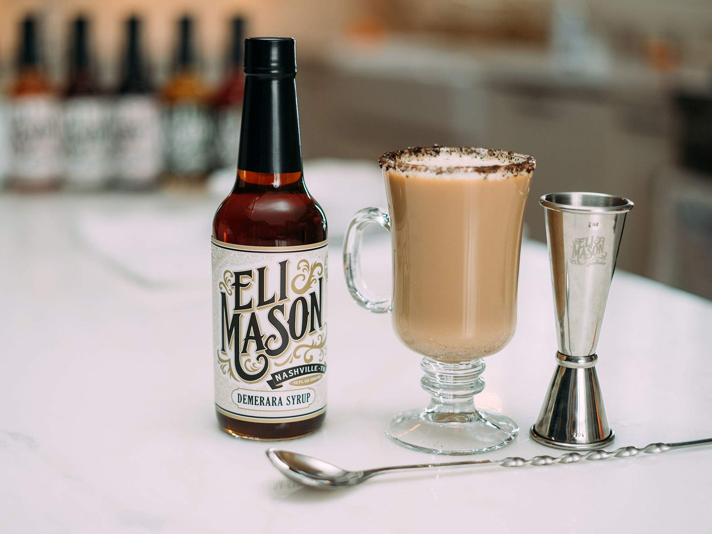 Eli Mason Demerara Syrup - Small-Batch Craft Cocktail Syrup Made with Rich Demerara Sugar for Old Fashioneds, Whiskey Drinks & Classic Cocktails