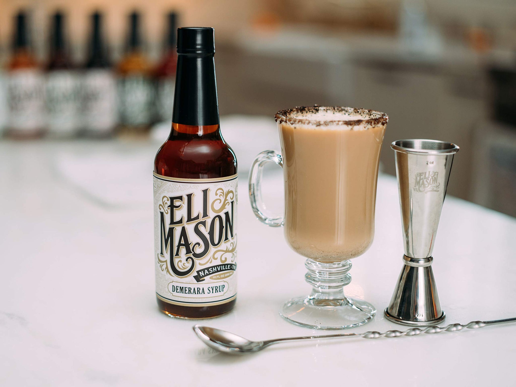 Eli Mason Demerara Syrup - Small-Batch Craft Cocktail Syrup Made with Rich Demerara Sugar for Old Fashioneds, Whiskey Drinks & Classic Cocktails
