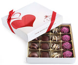 Valentine Chocolate Truffles Gift Box - 16-Pc Fancy Vegan Dark Chocolate Candy, Kosher, Dairy Free, Heart Box of Chocolates, Assorted Mother's Day