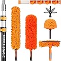 Simpli-Magic 20 Foot High Ceiling Duster Kit with 5-12ft Heavy Duty Extension Pole,High Reach Duster for Cleaning,Microfiber Feather Duster,Cobweb