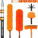 Simpli-Magic 20 Foot High Ceiling Duster Kit with 5-12ft Heavy Duty Extension Pole,High Reach Duster for Cleaning,Microfiber Feather Duster,Cobweb