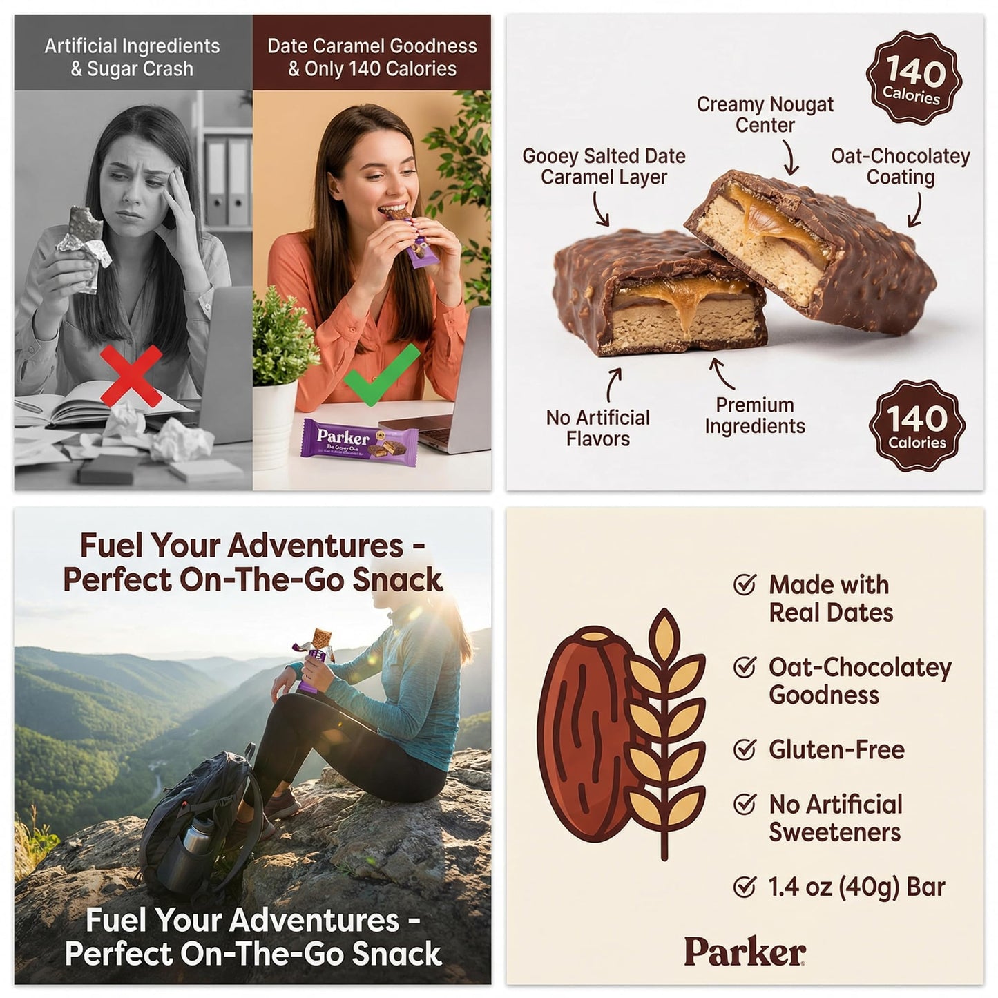 Harken Sweets Dates Salted Caramel Nougat - 1.41 oz Bar (Pack of 3) - Caramel Candy with Vegan Chocolate - Dairy Salted Snack