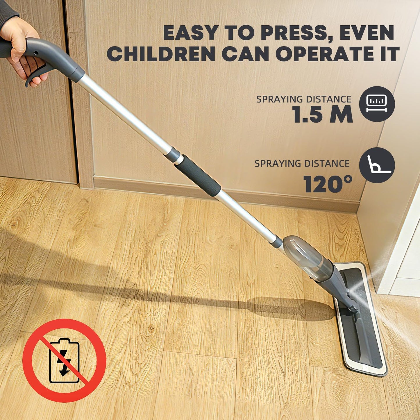 Spray Mop for Floor Cleaning with 360° Rotation - Multi-Surface Floor Cleaner for Wet/Dry Mopping Lightweight Handle for Kitchen Bathroom