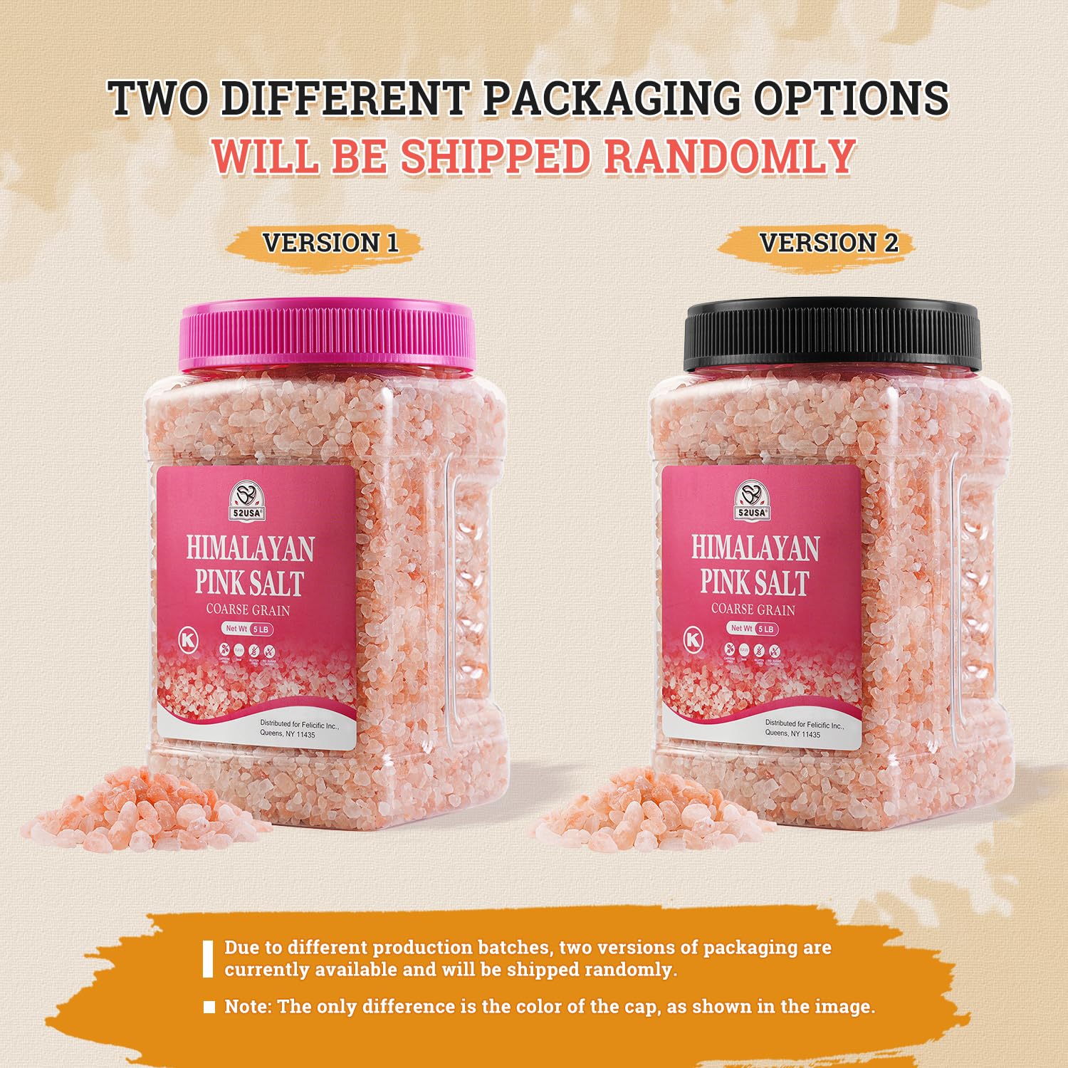 52USA Himalayan Pink Salt Coarse, Pink Salt Coarse for Grinder, 80oz (5 Pound), 100% Real, Pure, Unrefined Himalayan Pink Salt, Pink Himalayan Sea