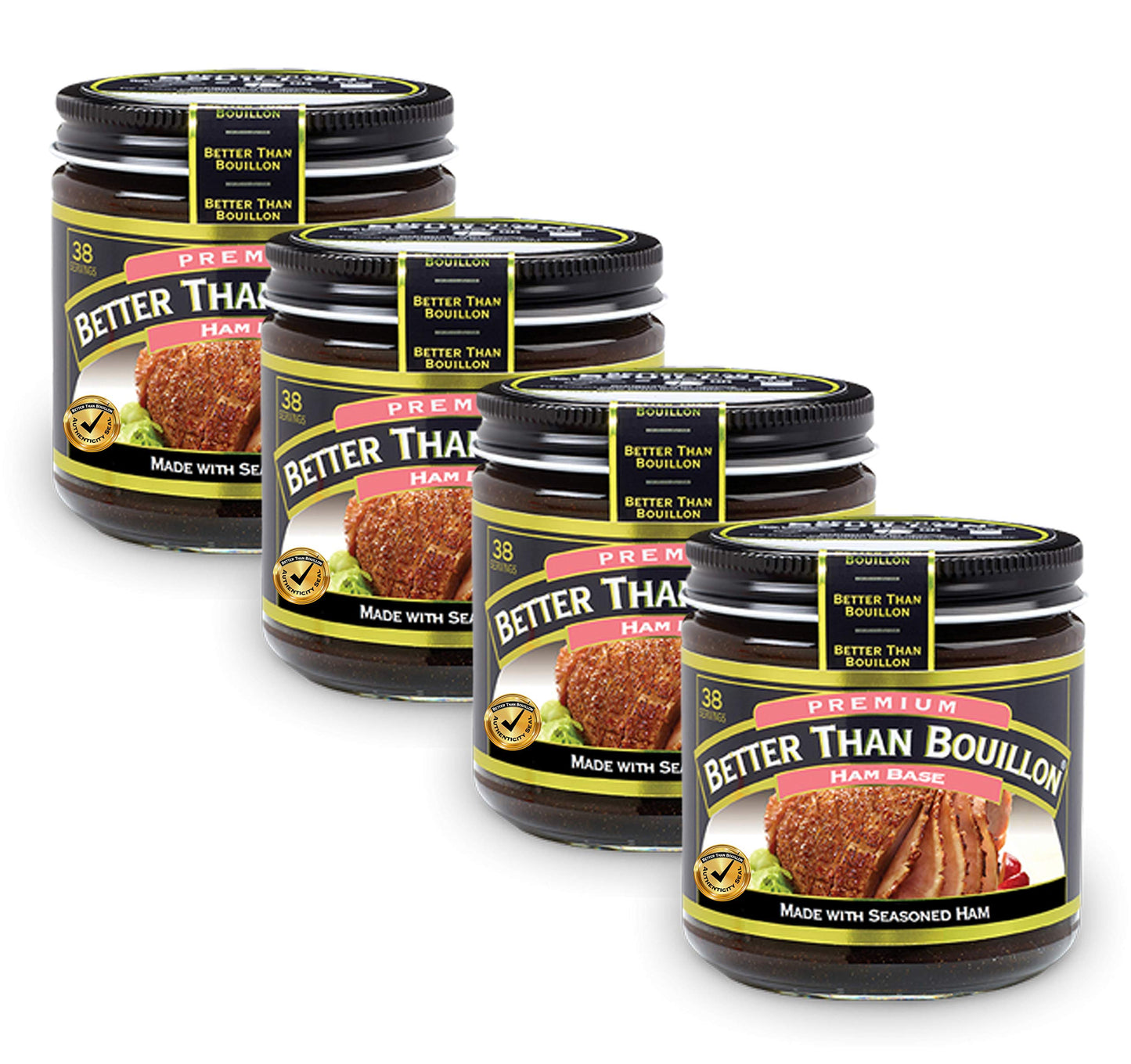 Better Than Bouillon Ham Base 8 oz (Pack of 4) with Teaspoon Scoop with BTB Authenticity Seal