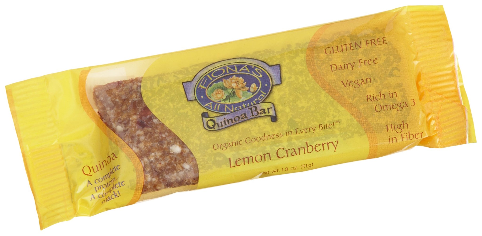 Fiona's Granola Lemon Cranberry Quinoa Energy Bars, Gluten Free, 1.8-Ounce Bars (Pack of 12)