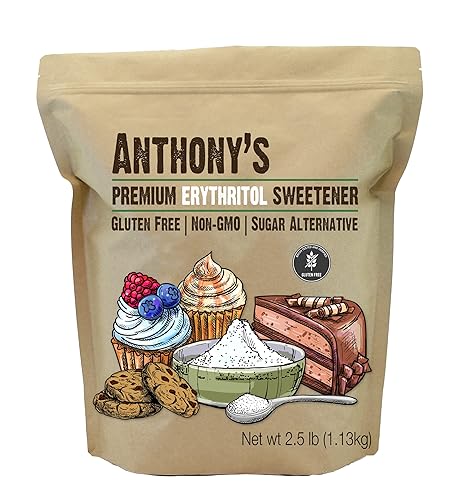 Anthony's Erythritol Granules, 2.5 lb, Non GMO, Sweetener, Keto & Paleo Friendly
