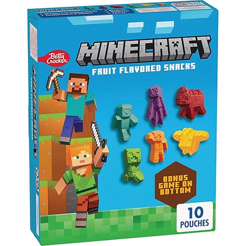 Minecraft Fruit Flavored Snacks, Fat Free and Gluten Free Snacks, 8 oz (10 Pouches)